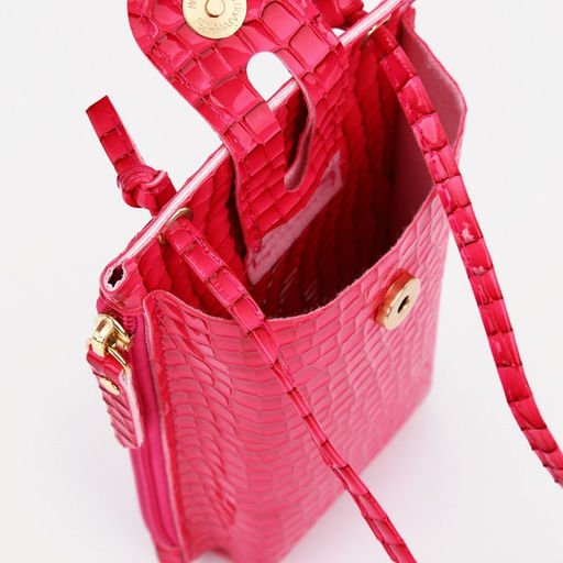 Сумка на магните, с длинным ремнём, однотонная, 10×2.5×20 см, розовая