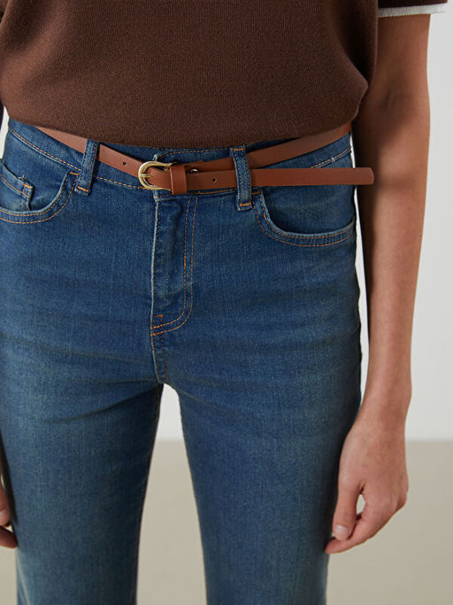 Beli Kemerli Mars Flare Kad?n Jean Pantolon