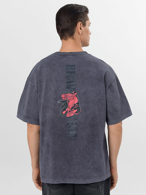 Футболка мужская серая с надписью Brave year - Mark formelle фото 2