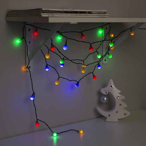 Гирлянда Нить 5 м с насадками Шарики цветные, IP20, тёмная нить, 30 LED, свечение мульти, 8 режимов, 220 В - Luazon lighting фото 3