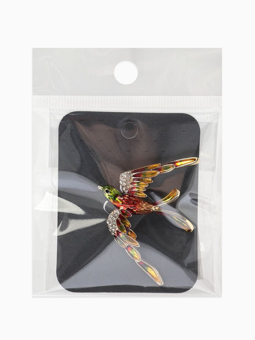 Брошь «Птица» ласточка,  цветная в золоте