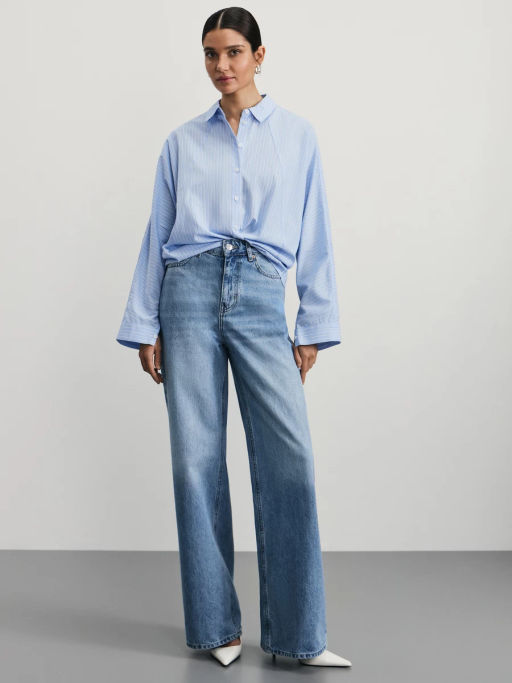 Рубашка в полоску из хлопка / Zarina фото 2