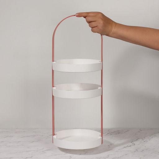 Органайзер для хранения, 3 секции, d=20×50 см, белый, розовый