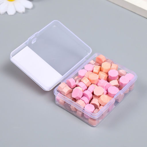 Сургуч в гранулах в коробочке Восьмигранник палитра розового 35 гр 2,4х5,5х7 см - Арт узор фото 2