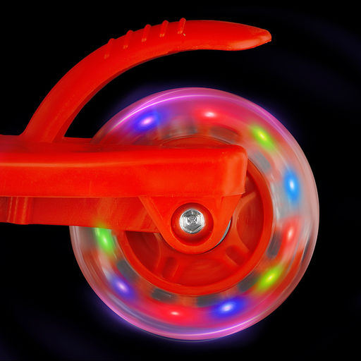 Самокат трёхколёсный ROCKET колёса световые PU, цвет красный  фото 8