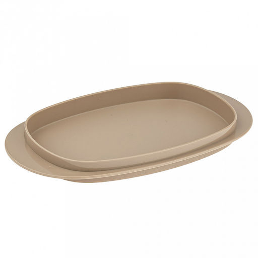 Масленка пластмассовая "Кристалл" 19х10х6см, прозрачная крышка, латте (Россия)