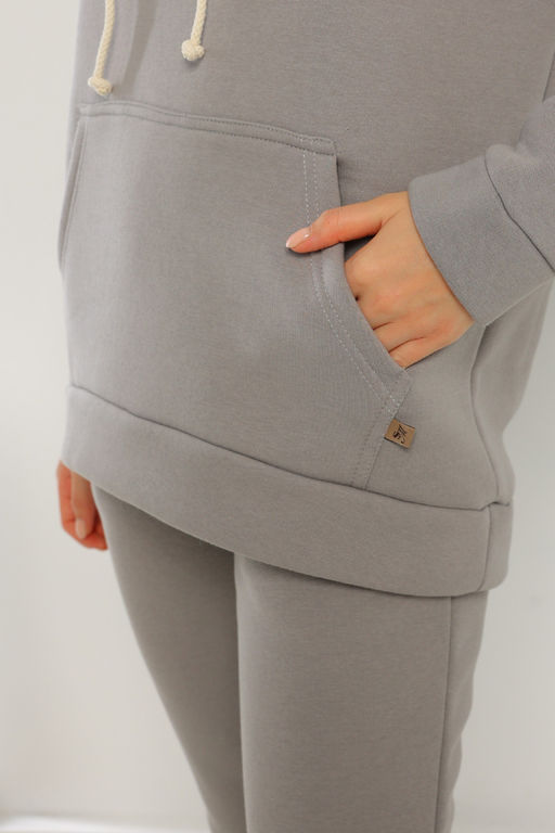 Джемпер Футер 3-х нитка начес  303L17 серый  худи толстовка - Solo mio фото 4