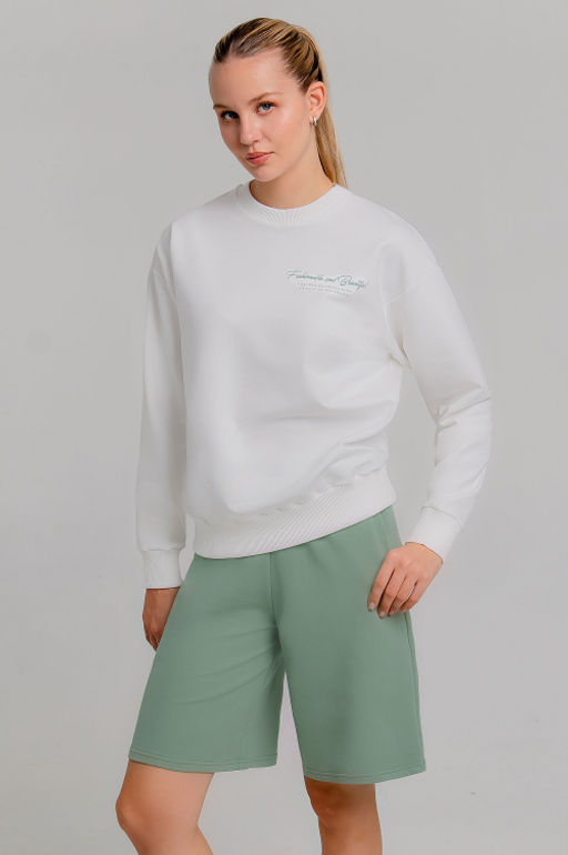 Арт. 5343 Костюм женский с шортами 42-50 (5 шт) Цвет:верх- белый, низ- лила