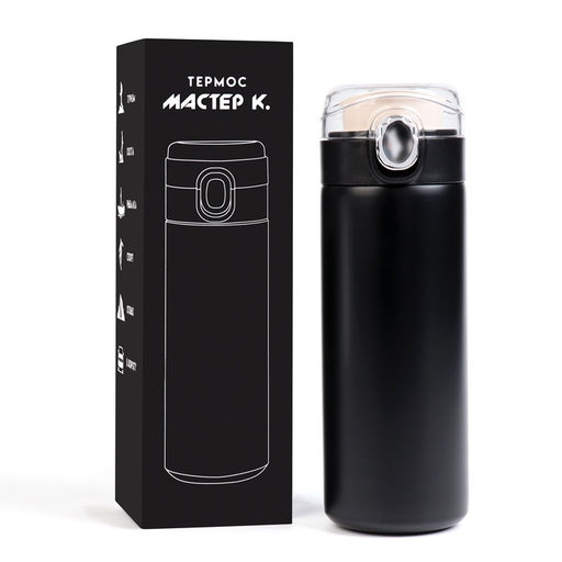 Термос Мастер К Simple, 400 мл, 20.5?6.3 см, сохраняет тепло 8 ч, нержавеющая сталь, чёрный