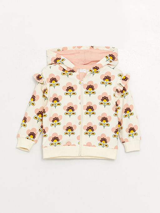 Kap??onlu Uzun Kollu K?z Bebek Fermuarl? Sweatshirt ve Tayt 2li - Waikiki фото 2