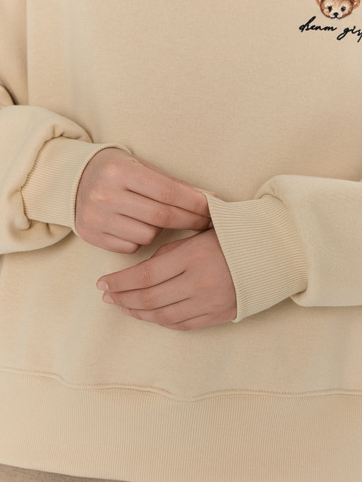 Теплое худи женское бежевое с начесом