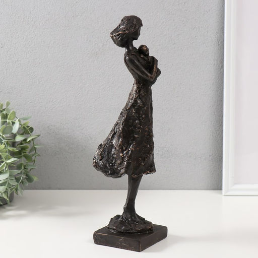 Фигурка полистоун «Девушка с ребёнком», чёрный, 34×9.5×9 см