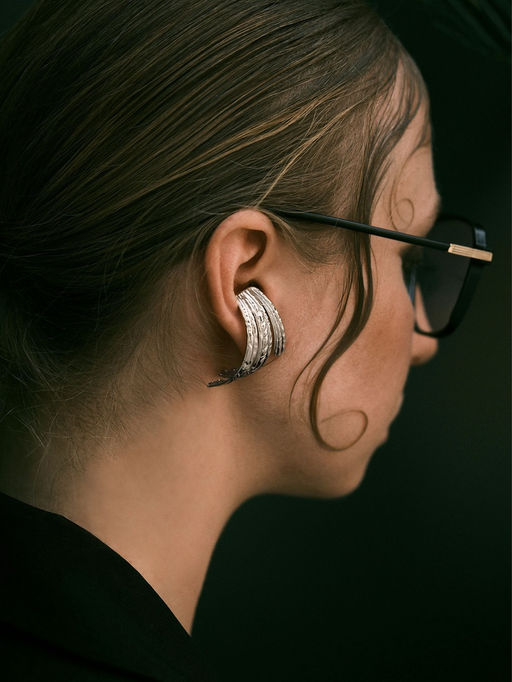 Серьги металл Трио объёмные, цвет серебро - Qf фото 5