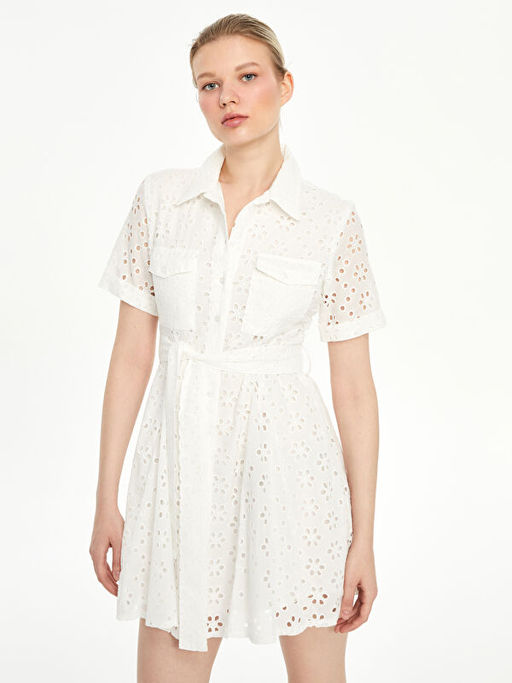 Nak??l? Ku?akl? Mini G?mlek Elbise