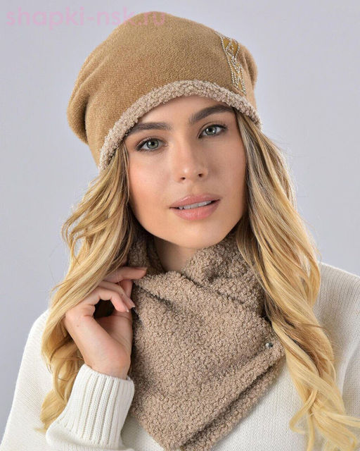 Бархат полоска термо Комплект флис (шапка+снуд) (56-58)