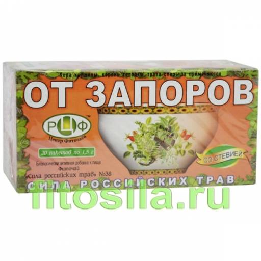 Фиточай "Сила российских трав" №38: от запоров,20 ф/п х 1,5 г