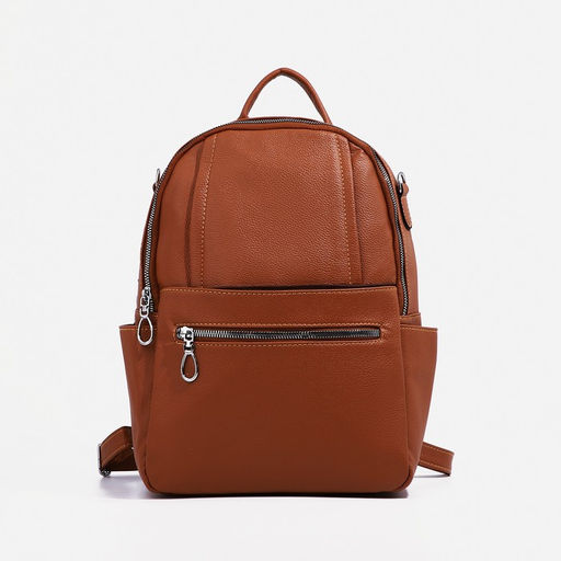 Рюкзак женский из искусственной кожи на молнии, 4 кармана, сумка, цвет коричневый - Simaland фото 2