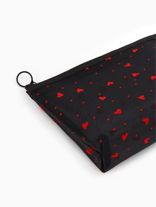 Косметичка дор Сердца, сетка 17*6,5*13,5, отд на молнии, черный