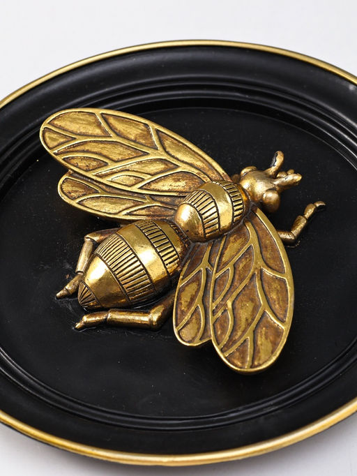 Панно интерьерное полистоун "Муха" чёрный с золотом 19,2х3х19,2 см