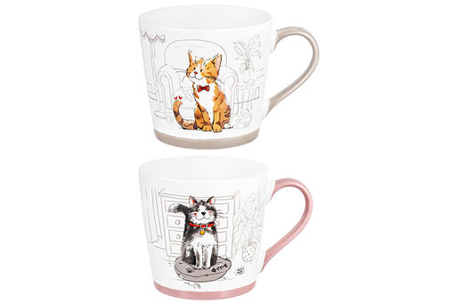 Набор 2 кружек 400 мл 13,5*9,5*9 см Довольные коты, фарфор - Elan gallery фото 4