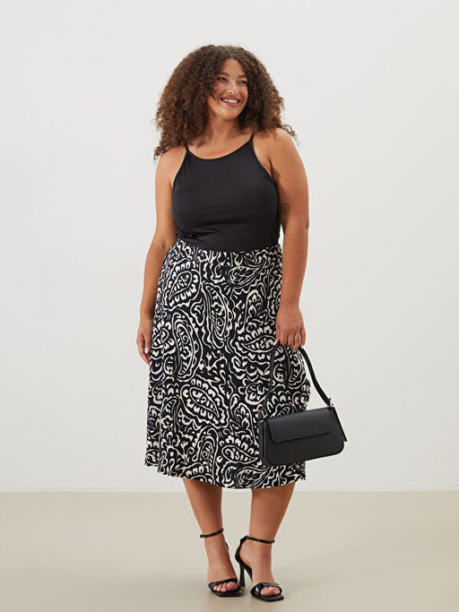 Beli Lastikli Desenli Kad?n Etek