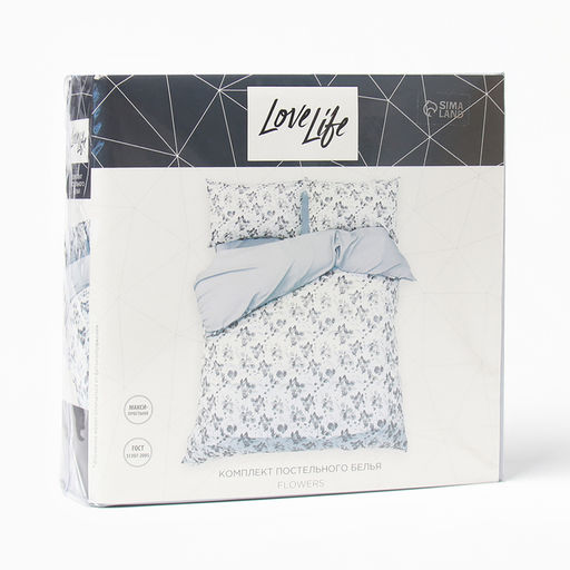 Постельное бельё LoveLife евро Flowers 200х220см,225х240см,50х70см-2шт, жатка, 100% п/э, 100гр/м2 фото 5