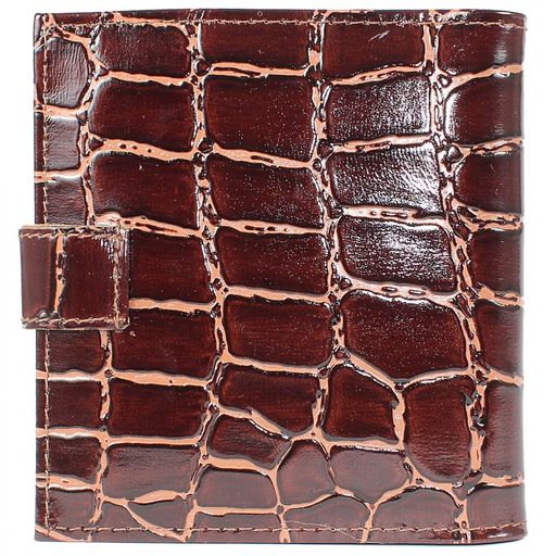 Кредитница Premier-V-144 (с хляст, 2х-рядная, 5внут карм, 32карточки) натуральная кожа коричневый крокодил крупный (3) 203333  фото 2