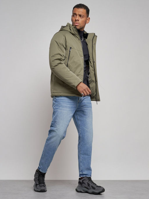 Куртка мужская зимняя с капюшоном спортивная великан цвета хаки 8332Kh - Wonderrman фото 15