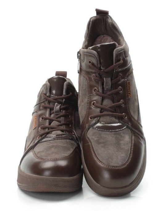 04-PA-18Z BROWN Ботинки зимние женские (натуральная замша и кожа, шерсть)