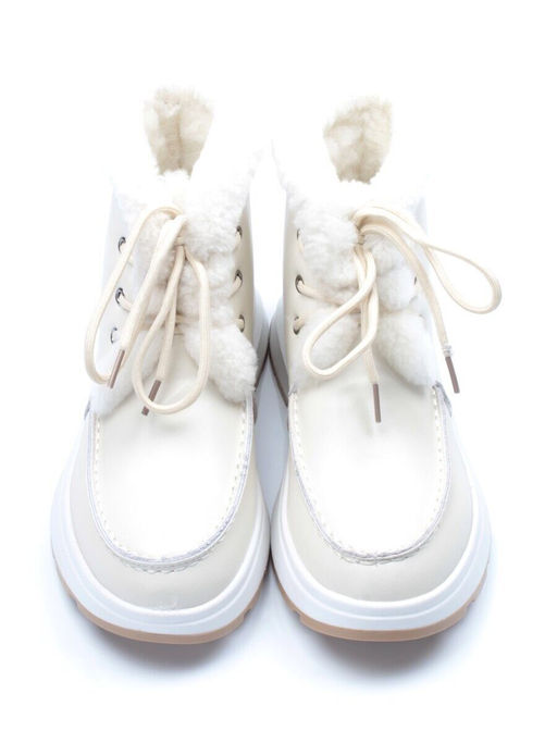 11-P2 BEIGE Ботинки зимние женские (натуральная кожа, нат. мех и шерсть)