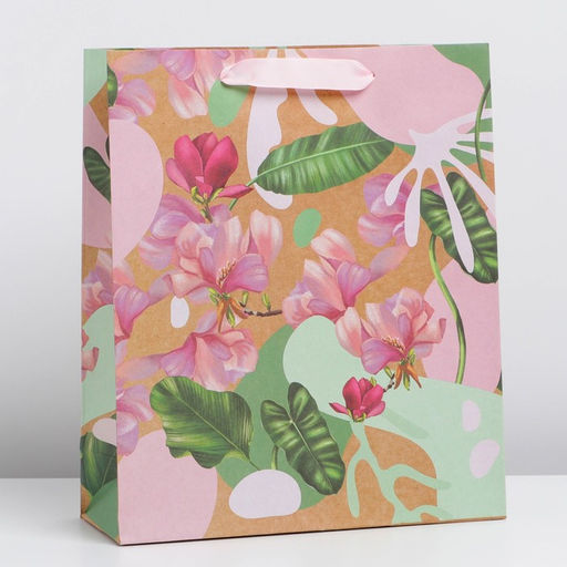 Цена за 2 шт. Пакет подарочный крафтовый, упаковка, Нежность, M 26?30?9 см