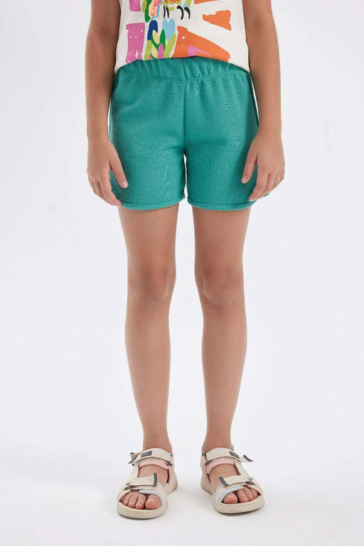 Вафельные шорты для девочек - Defacto фото 4