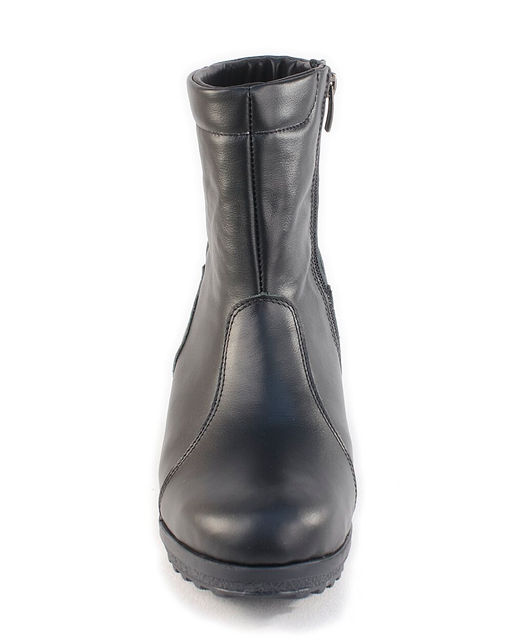 Полусапожки женские на платформе черные, кожа, молния