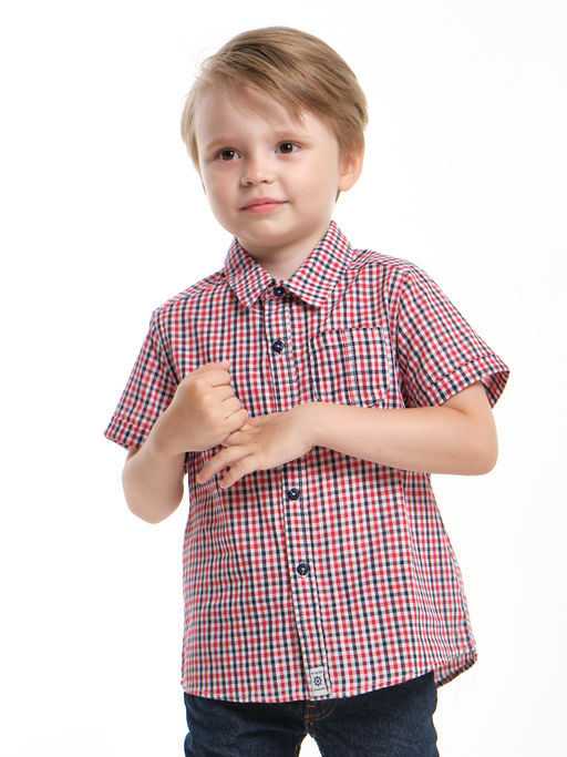 Рубашка в клетку на мальчика модная детский сад UD 7941 красный/синий - Mini maxi фото 3