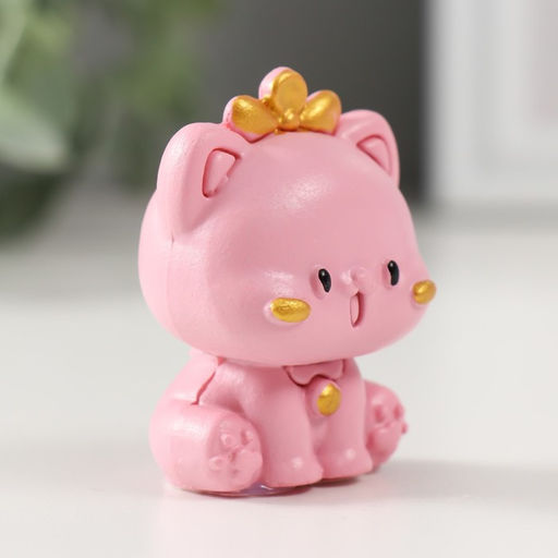 Цена за 4 шт. Фигурка полистоун «Кошечка с золотым колокольчиком», 2×3×5 см, МИКС