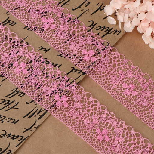 Цена за 2 шт. Кружево капроновое, 35 мм × 10 ± 1 м, цвет розовый