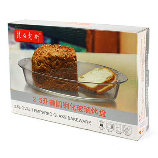 Форма стеклянная для запекания 2,5л овальная 35х24см h6,5см термостекло, в цветной коробке (Китай)