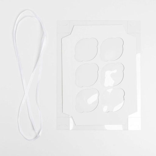 Цена за 5 шт. Коробка для капкейков, кондитерская упаковка с пластиковой крышкой, 6 ячеек 8 марта, 23?16?10 см