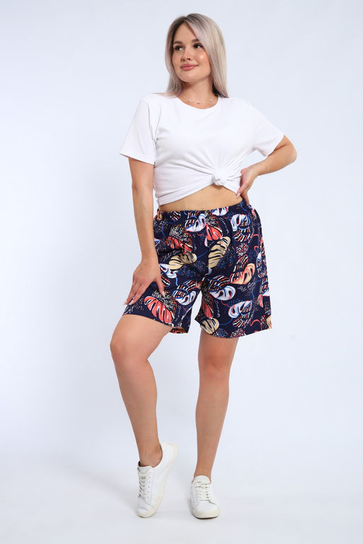 Шорты женские из кулирки Цветник папоротник макси