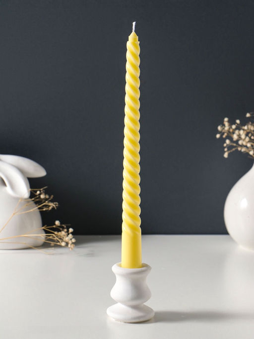 Цена за 2 шт. Свеча витая 25 см (набор 2 шт) 57 гр, 5 ч, цв. пастельно-жёлтый