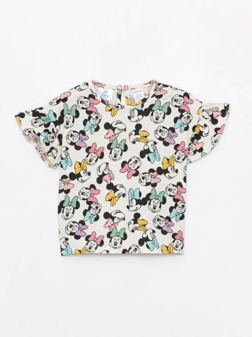 Bisiklet Yaka Uzun Kollu Minnie Mouse Bask?l? K?z Bebek Bluz ve Tayt 2li Tak?m - Waikiki фото 2