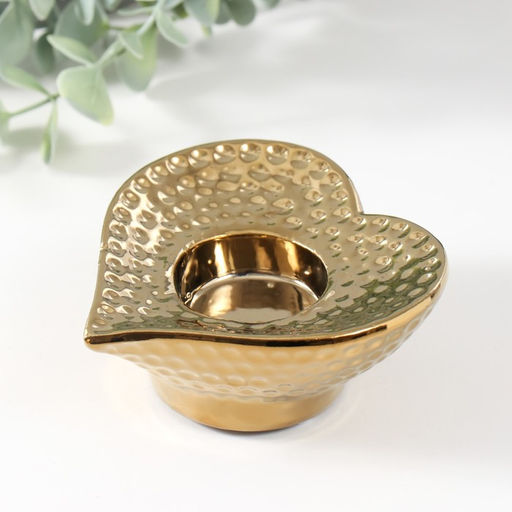 Подсвечник на 1 свечу Сердце, d=4 см, золото, 10.2?10.2?4.3 см