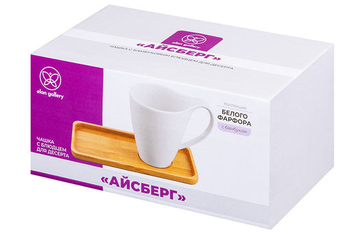 Чашка 400 мл 13,5*9*11,5 см Айсберг с бамбуковым блюдцем для десерта 21*10,5*1,5 см - Elan gallery фото 19