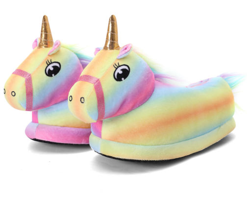 Тапочки домашние радужные Единорожки