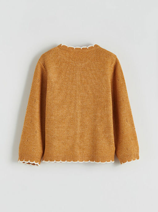 Bisiklet Yaka ?i?ekli K?z ?ocuk Triko H?rka