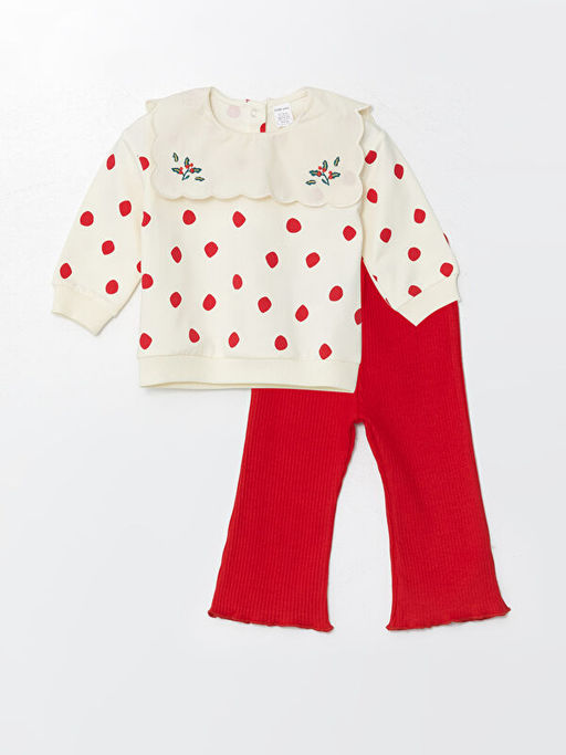 Nak??l? K?z Bebek Sweatshirt ve Tayt Pantolon 2li Tak?m