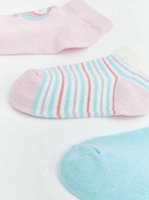 Desenli K?z Bebek Patik ?orap 3l?