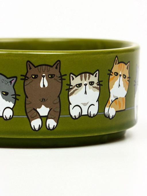 Миска керамическая Парные коты 200 мл - 10.510.54 см, зелёная - Пижон фото 5