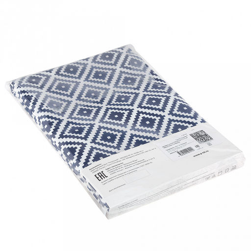 Скатерть 120х145см "Синий орнамент", длина стола до 105см, на 4 персоны, рогожка 176г/м2, хлопок 100%, упаковка классическая 28х41см, "Домашняя мода" (Россия)