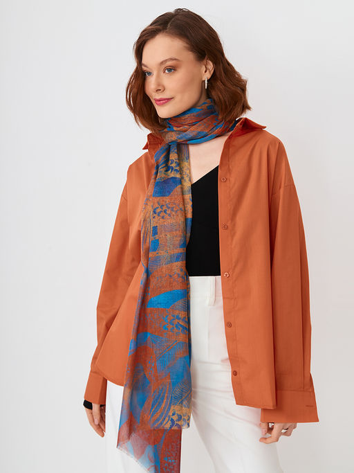 Большой, мягкий, тонкий и очень нежный двусторонний палантин с рисунком в стиле арт-деко - Tantino фото 7